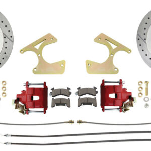 1963-1987 Chevy C10 Truck Rear 6 Lug Drilled & Slotted Disc Brake Kit, Red Calipers